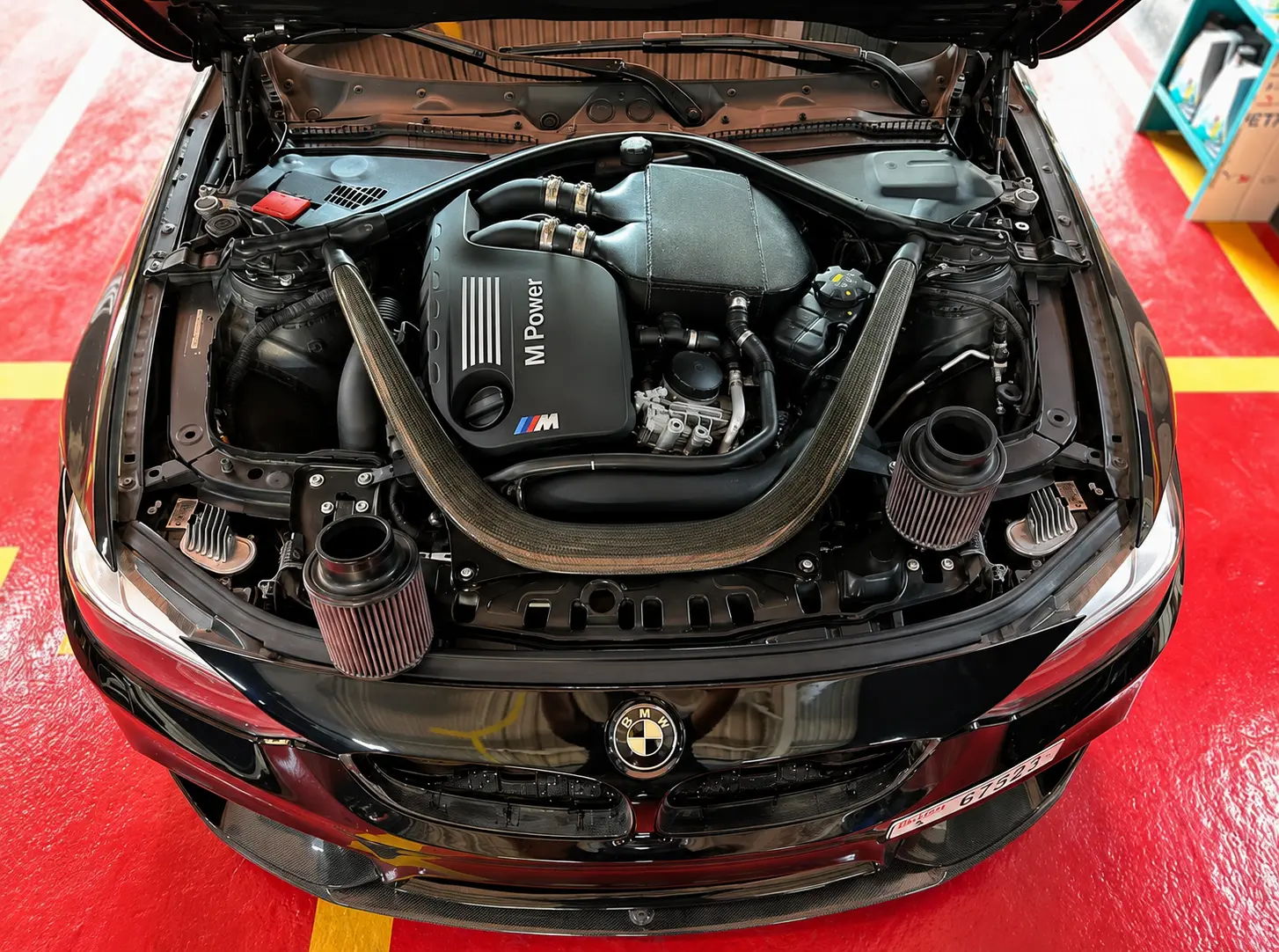BMW M Power engine bay inspected and documented at Rebel Motorworks Dubai